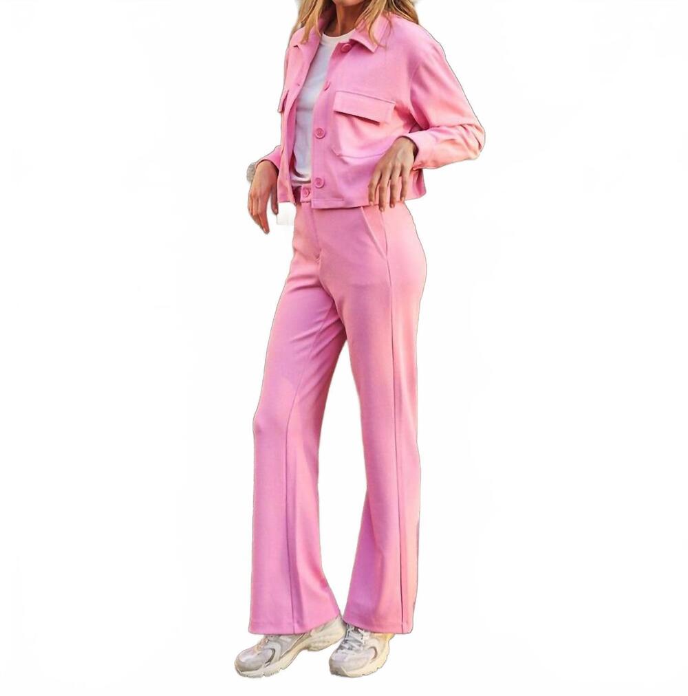 NEW ESQUALO comfortable structured trousers in rose